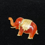 Bakelite Amber Gold Elephant Brooch Vintage