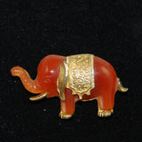 Bakelite Gold Elephant Brooch Vintage