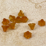 Amber Glass Flower Cup Beads 