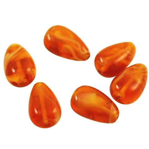 Amber Glass Teardrop Beads