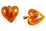 Puffy Amber & Sterling Heart Pendant Vintage