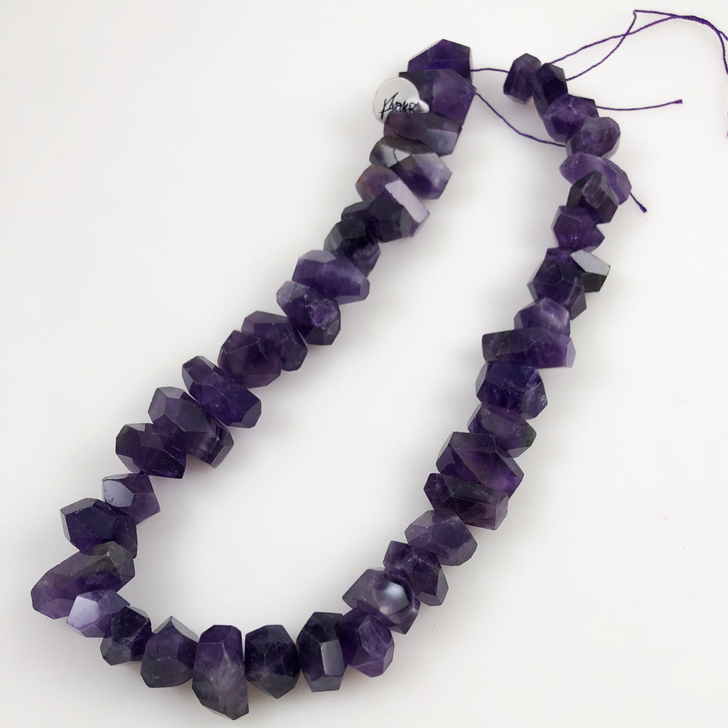 Amethyst beads Organic large Chunky Nuggets faceted full strand