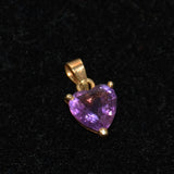 Amethyst Heart Charm Pendant 14K Gold