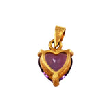 Amethyst Heart Charm Pendant 14K Gold