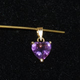 Amethyst Heart Charm Pendant 14K Gold