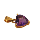 Amethyst Heart Charm Pendant 14K Gold