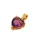 Amethyst Heart Charm Pendant 14K Gold