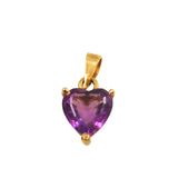 Amethyst Heart Charm Pendant 14K Gold