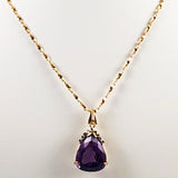 Amethyst Diamond Pendant Necklace 14K Gold