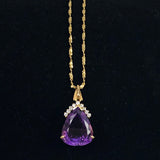 Amethyst Diamond Pendant Necklace 14K Gold