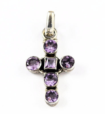 Sterling & Amethyst Gemstone Cross