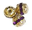 Gold Plated & Amethyst Rhinestone Beads