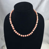 Carved Angel Skin Coral Shou Necklace 14k Gold 