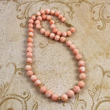 Carved Angel Skin Coral Shou Necklace 14k Gold