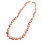 Carved Angel Skin Coral Necklace 14k Gold