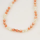 Angel Skin Coral & Keshi Pearl Necklace