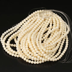 Italian White Coral Round Bead Strands Natural Vintage