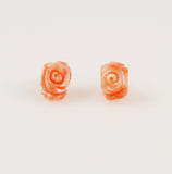 Pink Carved Coral Earrings 14Kt Gold Posts