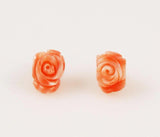 Pink Carved Coral Earrings 14Kt Gold Posts