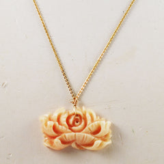 Angel Skin Coral Pendant on 14K Gold Chain Necklace