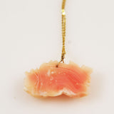 Angel Skin Coral Pendant on 14K Gold Chain Necklace