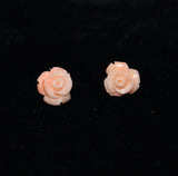 Angel Skin Carved Coral Earrings 14Kt Gold Posts