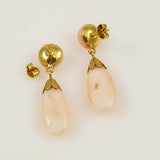 Italian Angel Skin Coral & 18K Gold Earrings