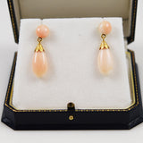 Italian Angel Skin Coral & 18K Gold Earrings