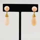 Italian Angel Skin Coral & 18K Gold Earrings