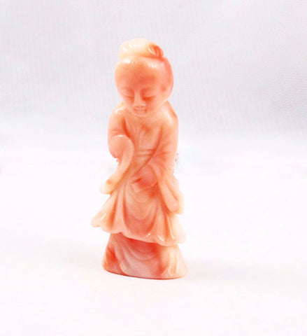 Angel Skin Coral Japanese Geisha Figurine or Netsuke