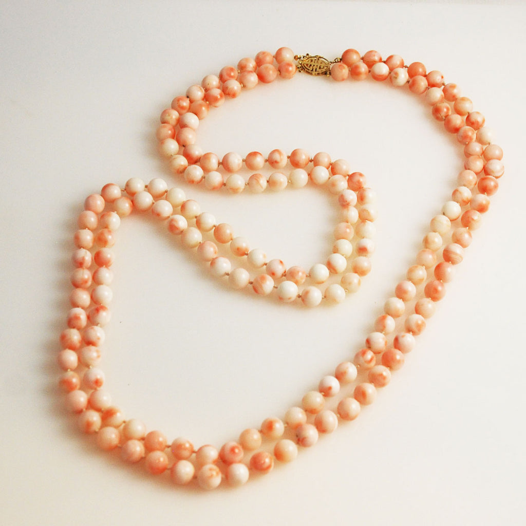 Double Strand Angel Skin Coral Necklace