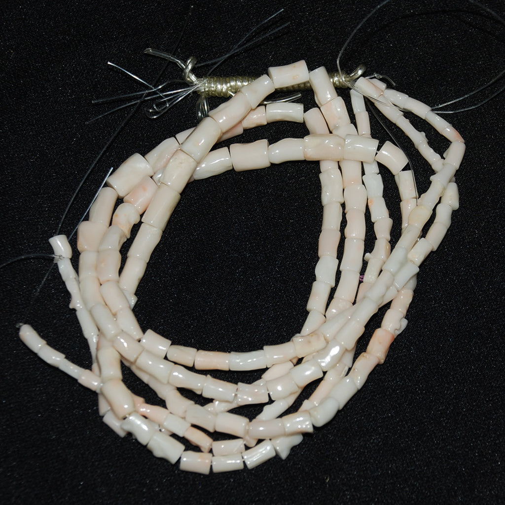 Angel Skin Pink Coral Barrel Beads Natural (12)