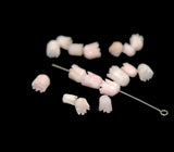 Angel Skin Pink Coral Carved Tulip Beads (6)