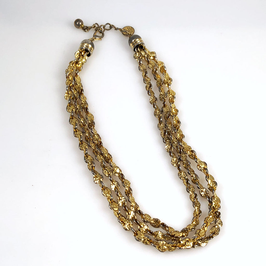 Anne Klein Gold Plated Triple Chain Necklace – Estate Beads & Jewelry