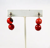 Apple Coral Faceted Pierced Earrings