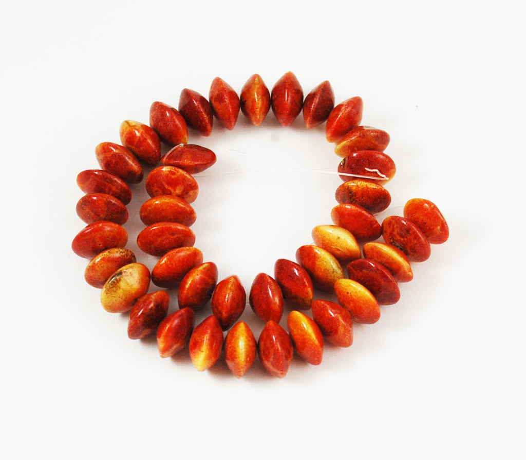 Genuine Apple Coral Saucer Bead Strand Rare Coral
