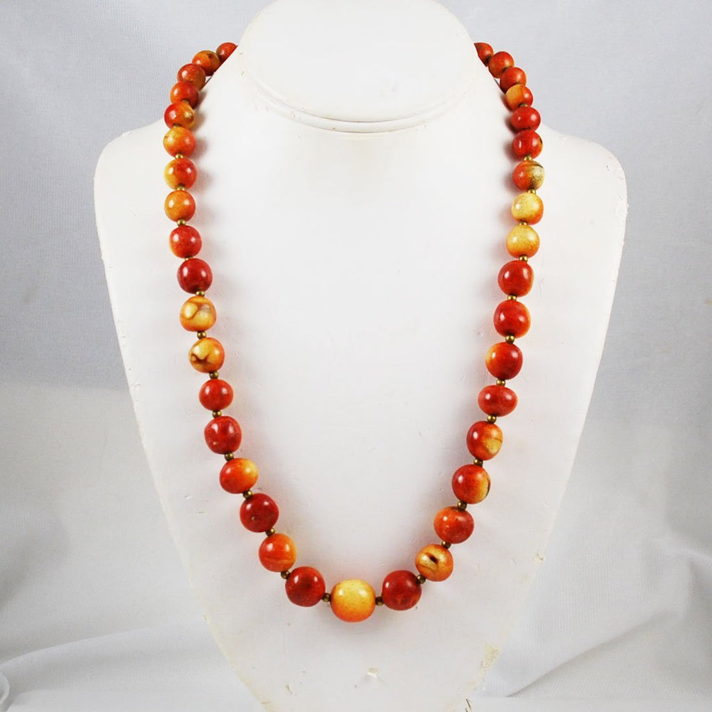 Apple Coral Graduated Necklace Vintage 