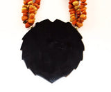 Back of Apple Coral Lion Pendant Necklace Vintage