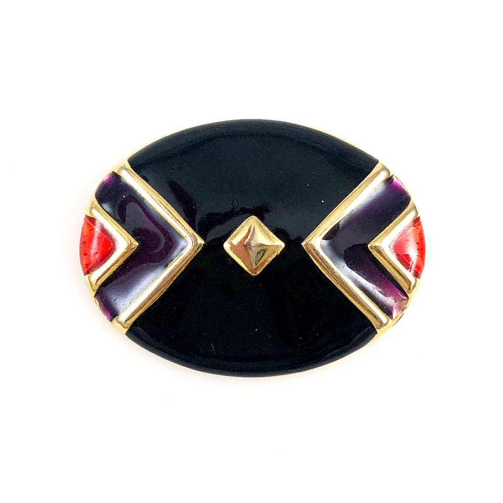 Art Deco Style Enamel Brooch Vintage