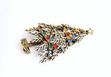 Art Snowy Rhinestone Christmas Tree Pin Vintage
