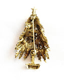Back of Art Snowy Rhinestone Christmas Tree Pin Vintage