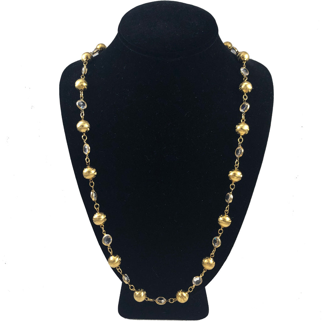 Vintage gold and Austrian Crystal long necklace