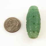 Aventurine Carved Barrel Beads - Vintage
