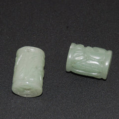 Aventurine Carved Barrel Beads 22mm - Vintage