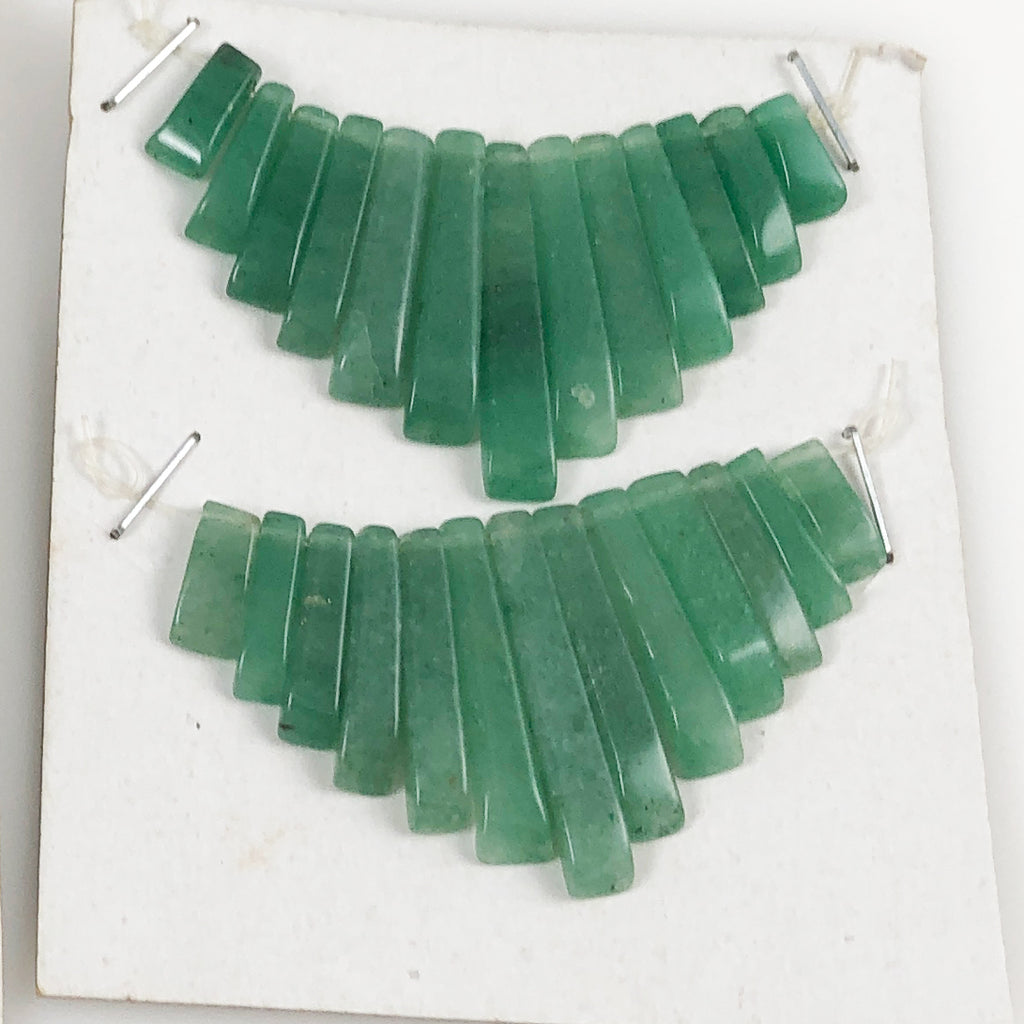 Aventurine Fan Pendants Vintage