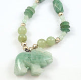Green Aventurine Gemstone Elephant Beaded Necklace