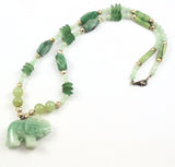 Green Aventurine Gemstone Elephant Beaded Necklace