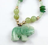 Green Aventurine Gemstone Elephant Beaded Necklace