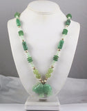 Green Aventurine Gemstone Elephant Beaded Necklace