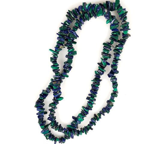 Azurite Malachite Chip Bead Necklace Vintage